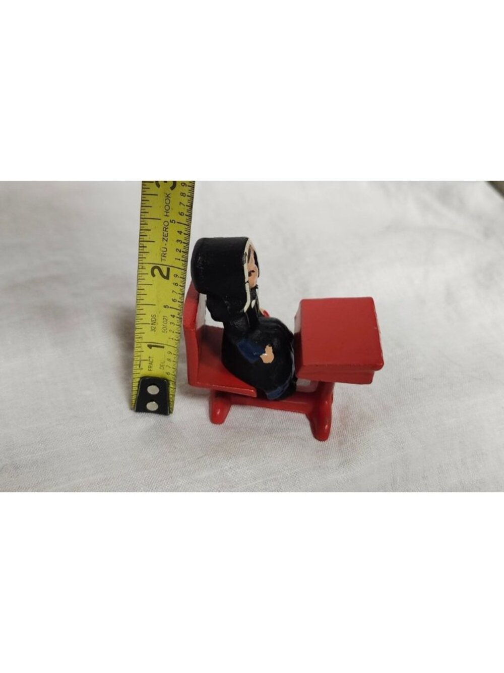 Vintage Cast Iron Amish Figurine Set Of 5 Hand-Painted Miniatures With Desk - Picture 7 of 9